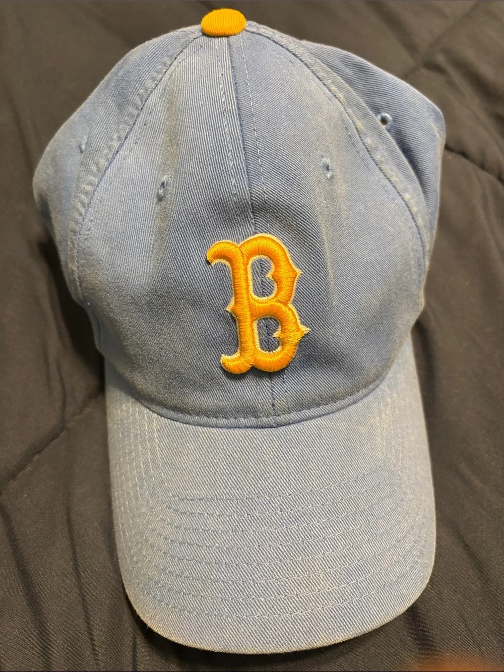 adidas Light Blue Kids Baseball Cap with Yellow 'B' Patch